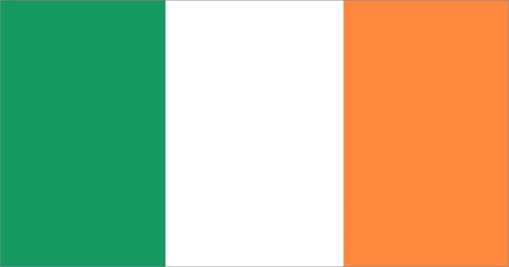 National flag of Ireland featuring vertical bands of green, white, and orange.