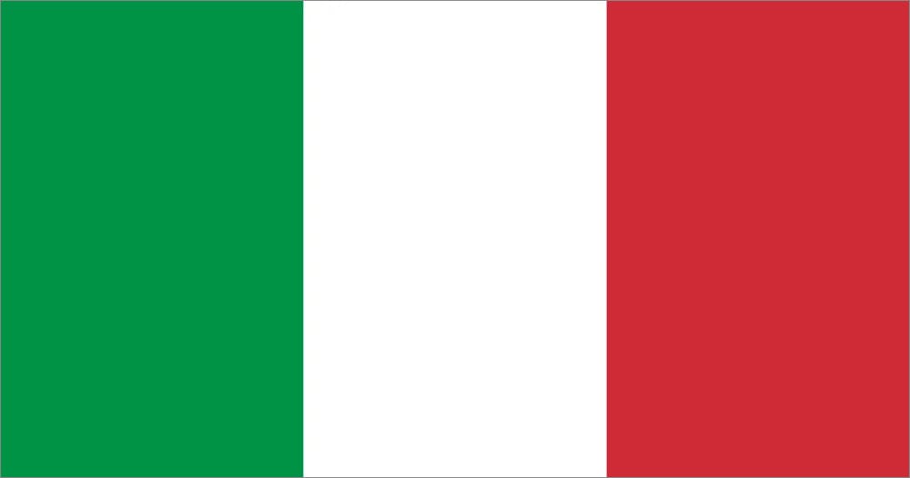 Italian flag with vertical stripes of green, white, and red.