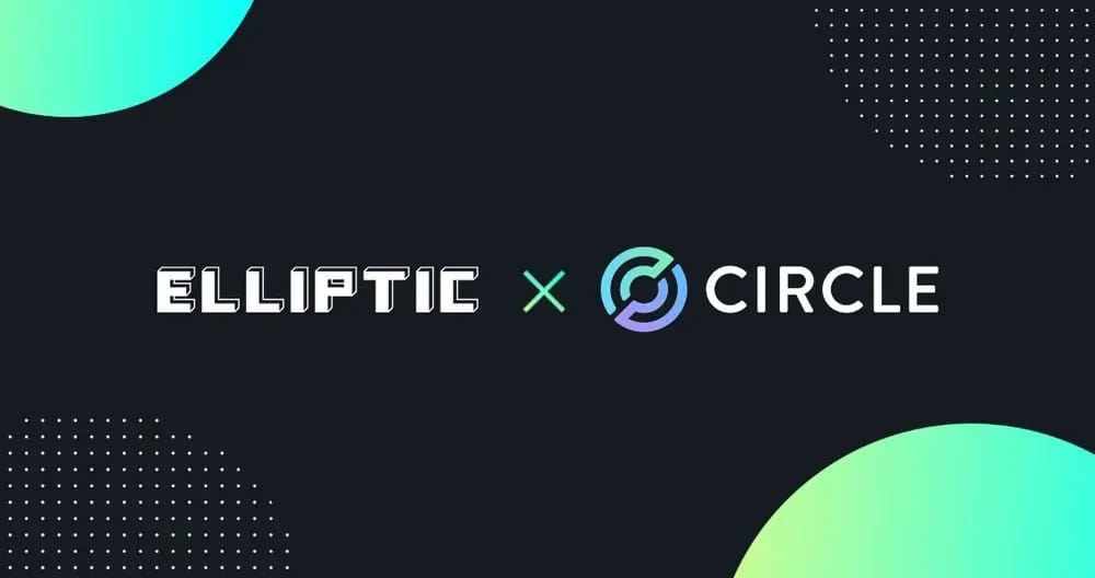 Logo design featuring "ELLIPTIC" in bold text, combined with "CIRCLE" logo, on a dark background with colorful gradient accents.