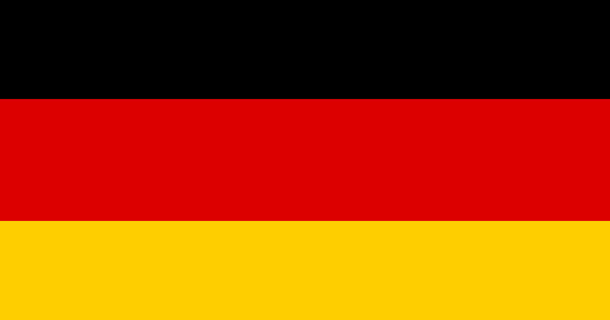 German national flag with three horizontal stripes: black on top, red in the middle, and gold at the bottom.