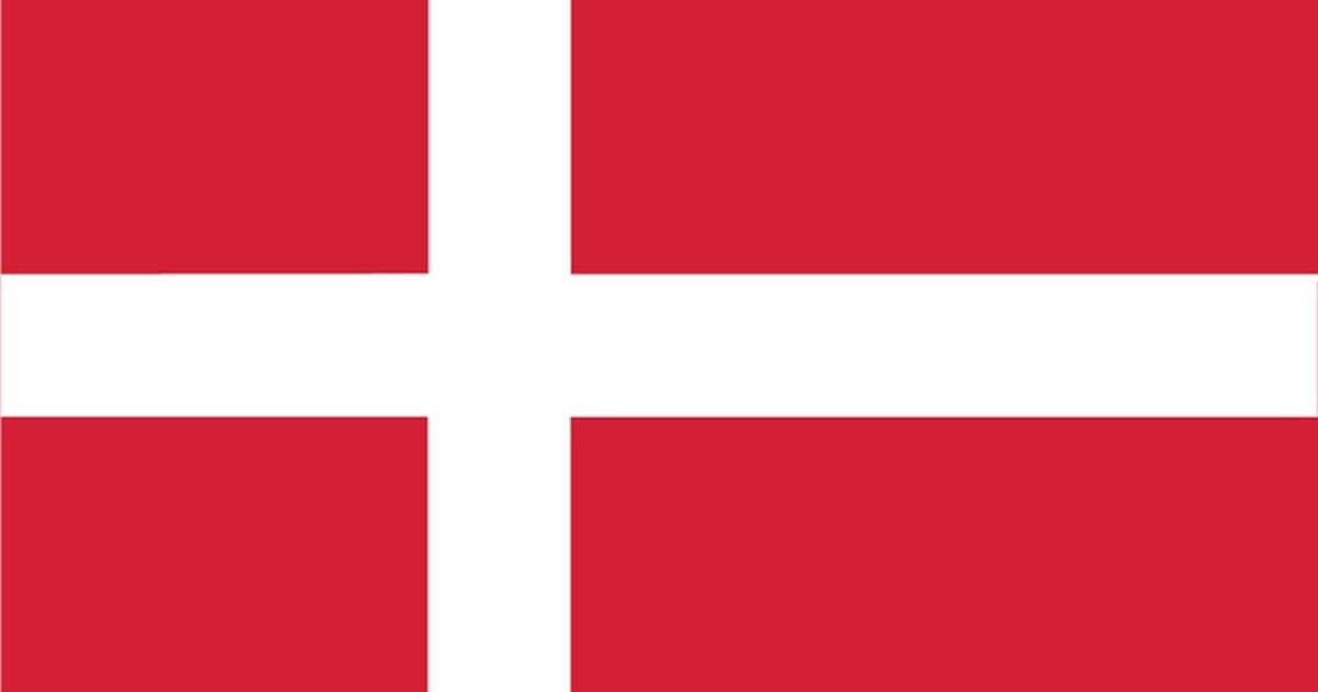 Red flag with a white Nordic cross design.