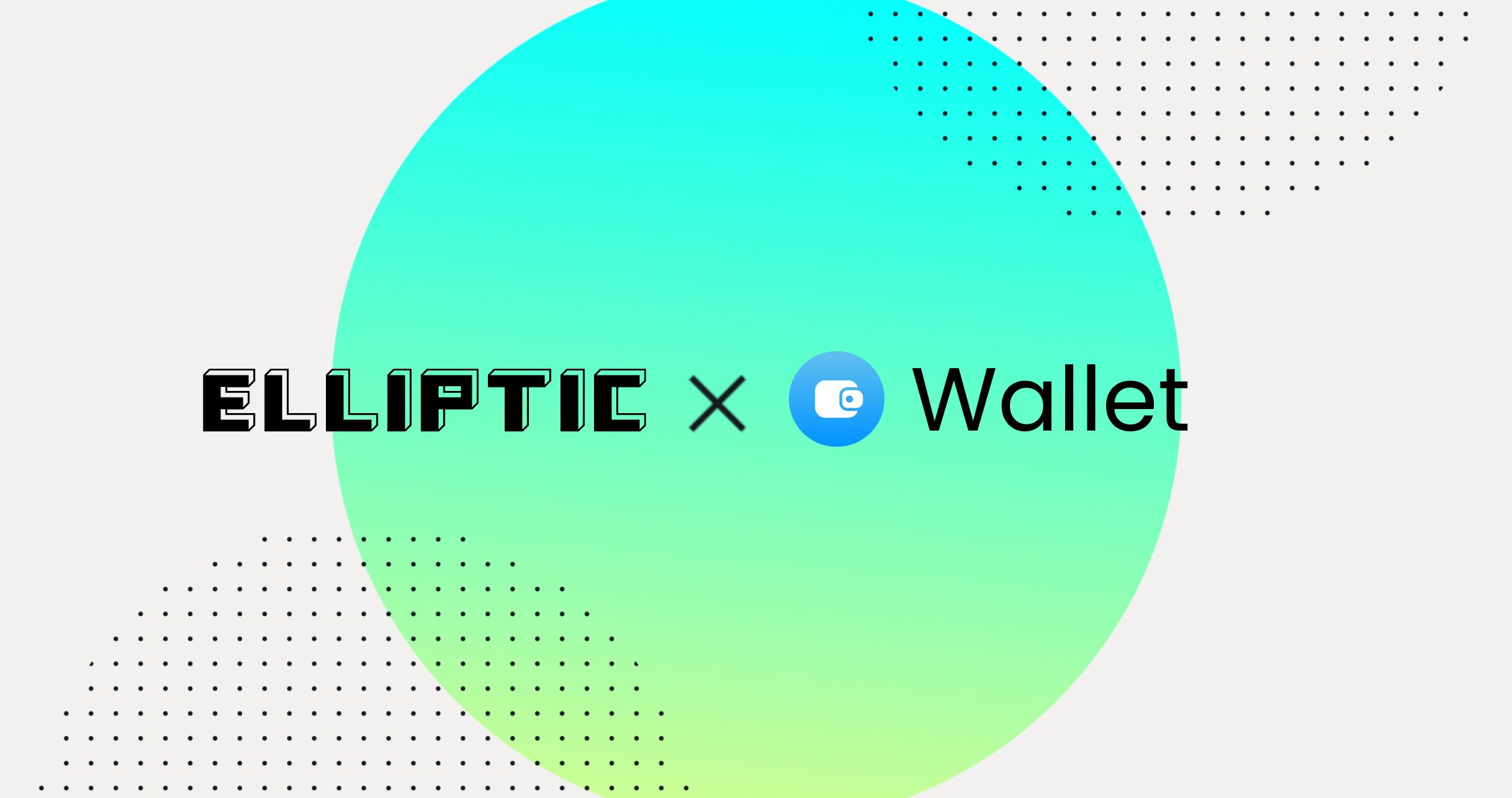 ELLIPTIC x Wallet logo collaboration with a gradient background and circular design elements.