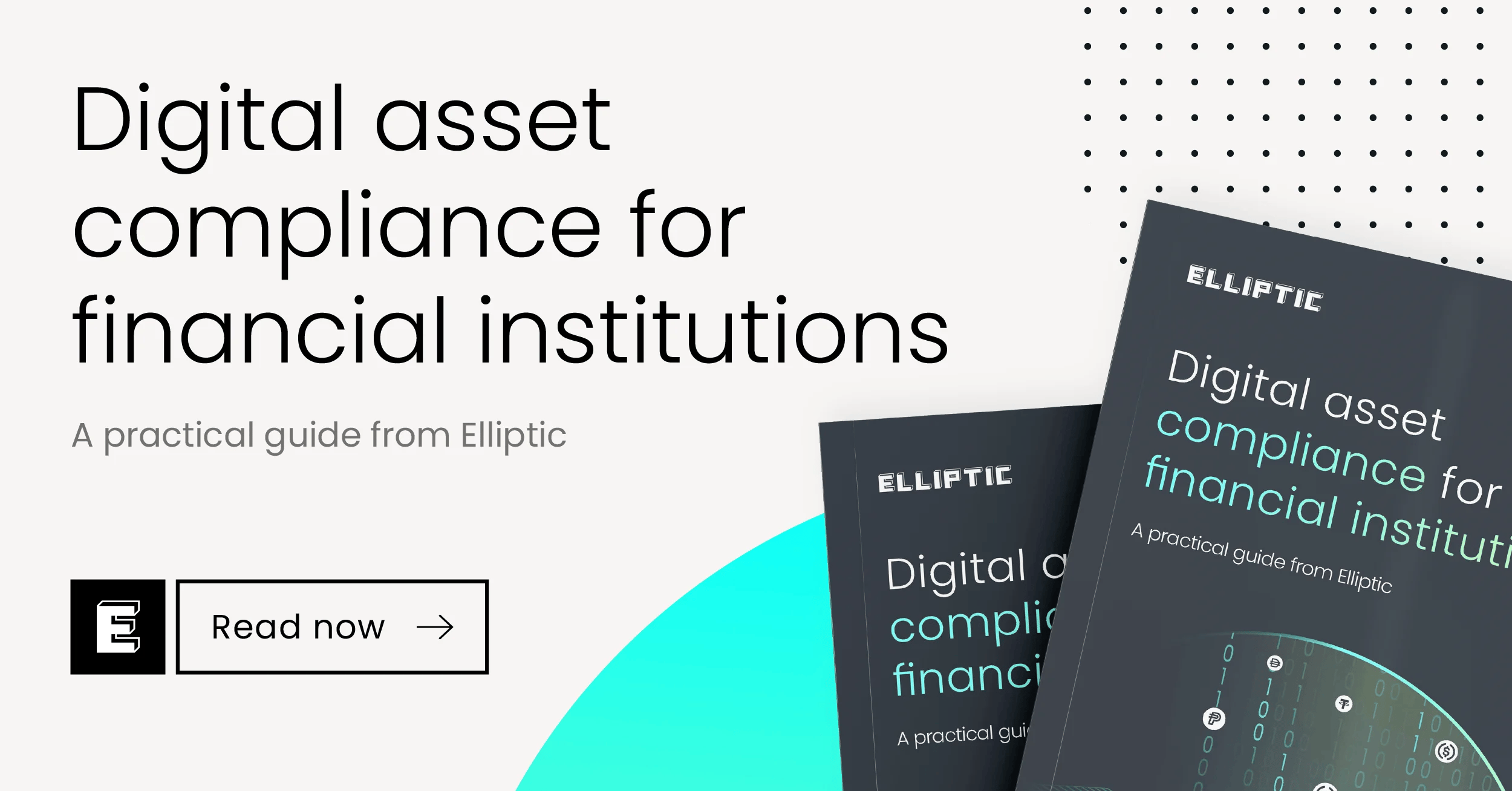 Digital asset compliance guide for financial institutions by Elliptic, featuring the book cover design with a call to action button.