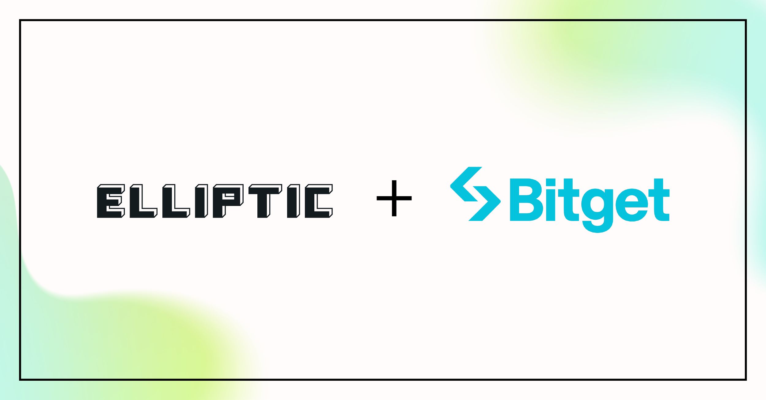 Elliptic + Bitget logo collaboration on a gradient background