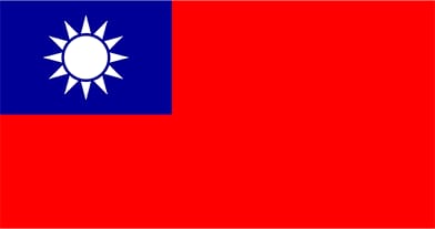 Taiwan flag featuring a blue canton with a white sun and red field.