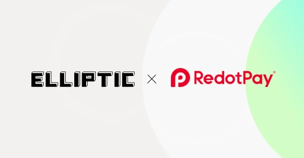 ELLIPTIC × RedotPay logo integration on a light background, representing a partnership in cryptocurrency security and payment solutions.